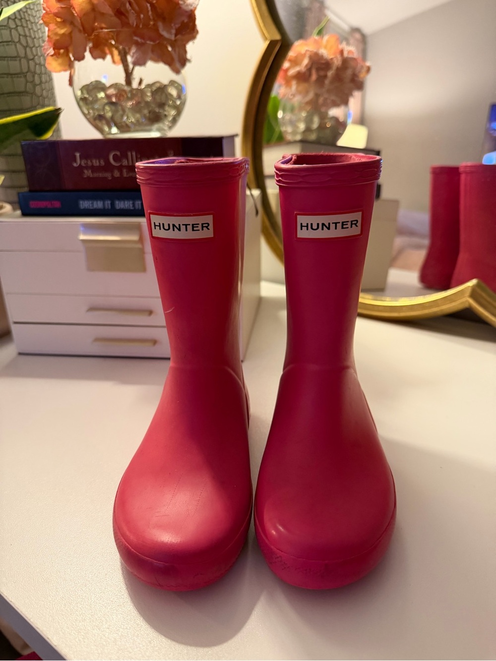 Hunter Bright Pink Kids' Classic Rain Boots